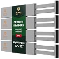 Adjustable Bamboo Drawer Dividers Organizers - Expandable Drawer Organization Separators For Kitchen, Dresser, Bedroom, Bathroom and Office, 4-Pack (17-22 IN) (Gray)