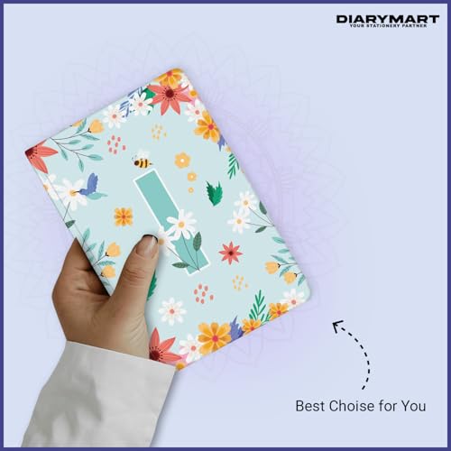 Image of Initial I Premium Soft Bound Notebook Diary for Girls and Women (B6, 90 GSM, 160 Ruled Pages) Floral Design Notebook Journal Diary