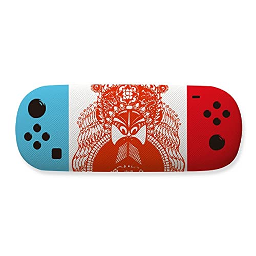 Étui de rangement pour lunettes rigide et raffiné motif opéra de Pékin rouge traditionnel