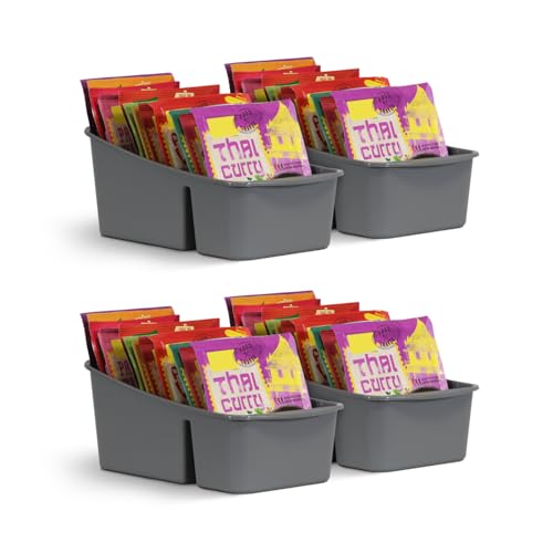 Pro Home Küchen Organizer mit 3 Fächern (4er Pack) - Aufbewahrungsbox für Tütensuppen, Gewürzmischungen UVM. Ordnungssystem für Lebensmittel Kunststoff