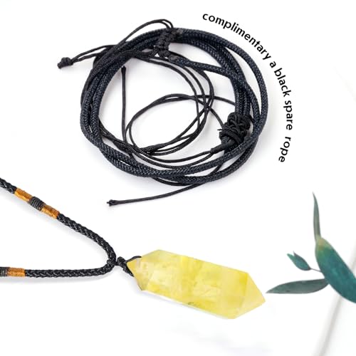 Image of Runyangshi Citrine Healing Crystal Pendants, Double Pointed Natural Crystal Quartz Necklace 6 Faceted Chakra Crystal Wand Stone