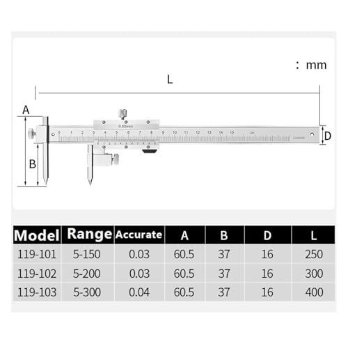 Calibrador Vernier para distancia de centro 5-150mm acero inoxidable miniatura 3
