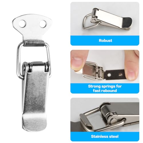10 Pcs Spring Loaded Toggle Latch Hasps, Tension Clasp, Stainless Steel Duck Billed Buckle Latch Catch - Image 3