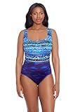 Longitude Women's Plus Swimwear Pool Attention Double X-Back Tank Soft Cup Long Torso One Piece Swimsuit, Blue, 22
