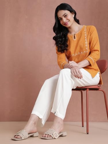 Image of TWIN BIRDS Women Viscose Kurti Pants | Straight Fit Ethnic Daily Trousers