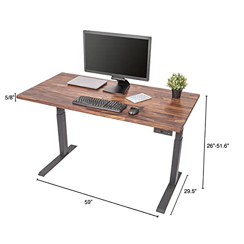 Image of Stand Up Desk Store Solid Wood Top Electric Adjustable Height Standing Desk with Programmable Memory (Charcoal Frame /Walnut Top, 60 inch Wide)