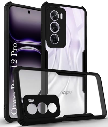 Image of Jkobi Back Cover Case for Oppo Reno12 Pro 5G | Oppo Reno 12 Pro 5G (Shockproof with Polycarbonate Clear Panel | Professional Black)