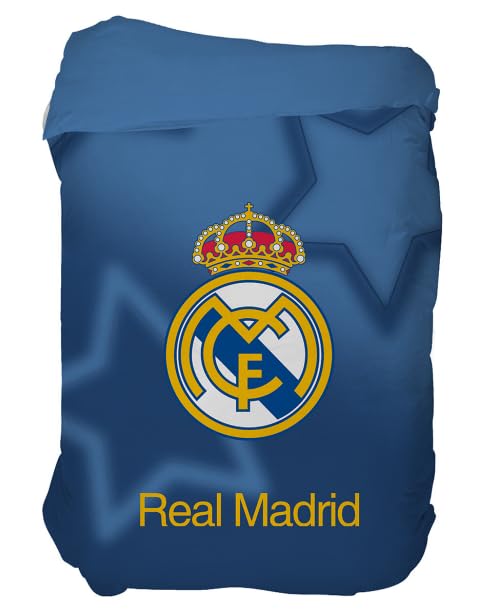 Edredón Real Madrid Oficial para Cama, Diseño Clásico en Azul con Escudo del Club, para Cama de 90, 105, 135, 150 cm. (250X260 (150))