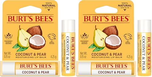 Burt's Bees 100% Natural Origin Moisturising Lip Balm, Coconut & Pear, 1 Tube, 4.25g (Pack of 2)