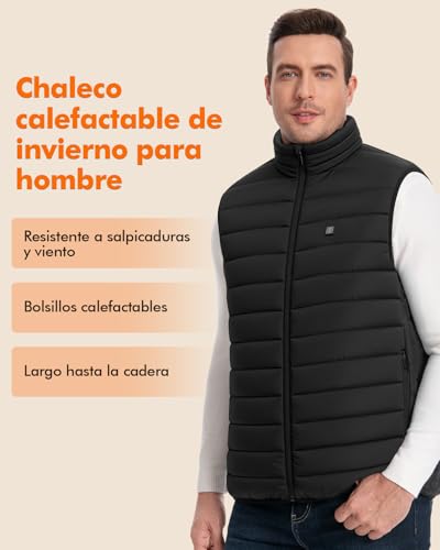 Chaleco calefactable con 4 zonas de calentamiento SIMQELLI batería 7.4V para ropa de montaña 6
