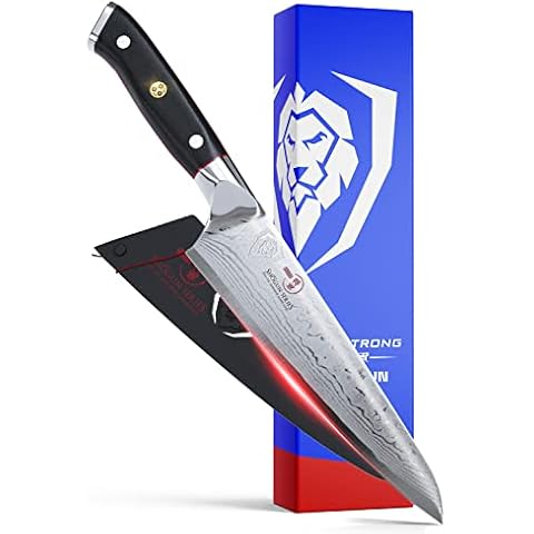 DALSTRONG Chef Knife - 7" (18 cm) - Shogun Series - Damascus - Japanese AUS-10V Super Steel - Black Handle - w/Sheath Cover