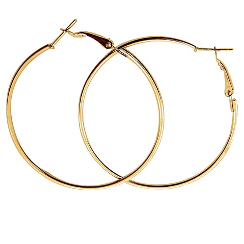 Image of I Jewels Stylish Classic Round Hoop Earring Lightweight Everyday Wear Earrings for Women