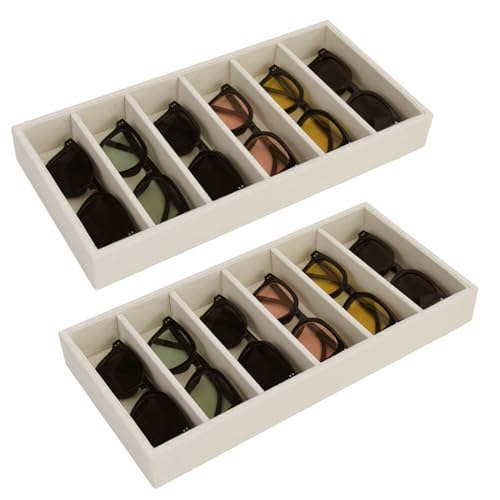 JETEHO 2 Pack Sunglasses Organizer Storage Glasses Holder Velvet Jewelry Tray, Glasses Organizer Eyeglasses Sunglasses Tray for Jewelry Display Watch