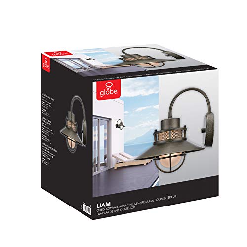 Liam 1-Light Outdoor Indoor Wall Sconce, Bronze, Frosted White Glass Shade,44097 #TOP7