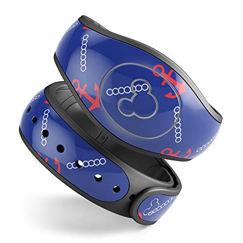 Design Skinz Red & Blue Seamless Anchor Pattern Premium Vinyl Decal Wrap Cover for The Disney MagicBand 1 (Fits MagicBand 1 for Disney Parks)