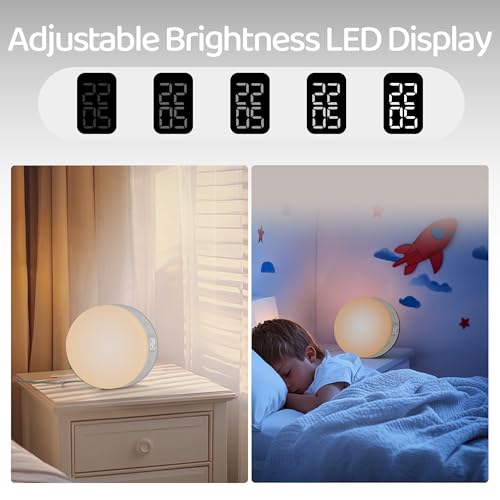 Image of ANTDALIS Sunrise Alarm Clock for Heavy Sleepers Adults, Wake Up Light Dimmable Night Light for Kids Teens Bedroom Home Decor Girls Boys Women Gifts, 20 Color and Touch Control, Snooze, White