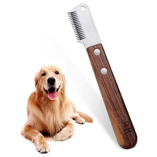Lushly Couteau à Trimmer Chien, Peigne de Rasage pour Animaux de Compagnie, Outils de Toilettage Fournitures pour Animaux Peignes, Peigne à Manche en Bois pour Chien pour Chiens et Chats