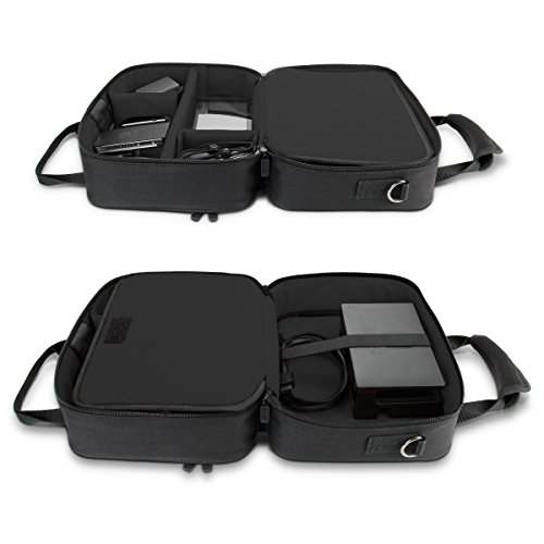USA-Gear-Electronics-Travel-Organizer-Tech-Bag-Case-Custom-Accessory-Storage-Compartments-Adjustable-Shoulder-Strap-Padded-Interior--Works-wTablets-Travel-Projectors-More