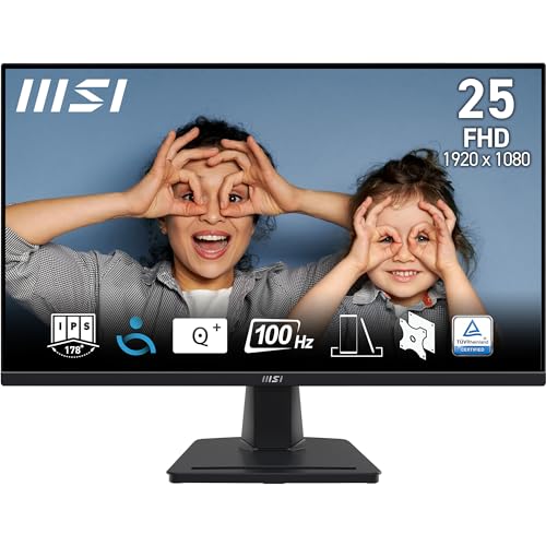 MSI Pro MP252 Monitor Profesional Full HD de 24,5″- Panel IPS 1920 x 1080, 100 Hz, Pantalla Eye-Friendly, Altavoces Integrados, inclinación Ajustable, HDM 2.0b, DisplayPort 1.4a