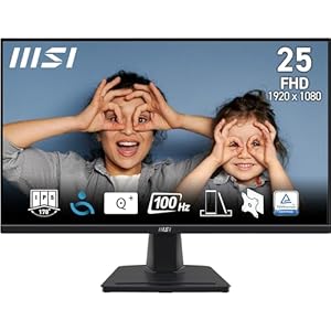 MSI PRO MP252 24.5 Inch Full HD Office Monitor – 1920 x 1080 IPS Panel, 100 Hz, Eye-Friendly Screen, Built-in Speakers, Tilt-Adjustable – HDMI 1.4b, D-Sub (VGA)
