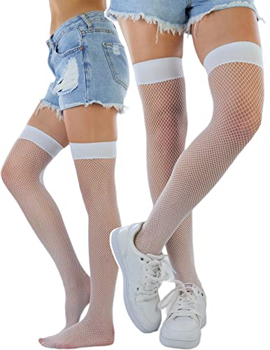 Image of ToBeInStyle Women's Diamond Large and Fine Fence Net Fishnet Nylon Thigh High