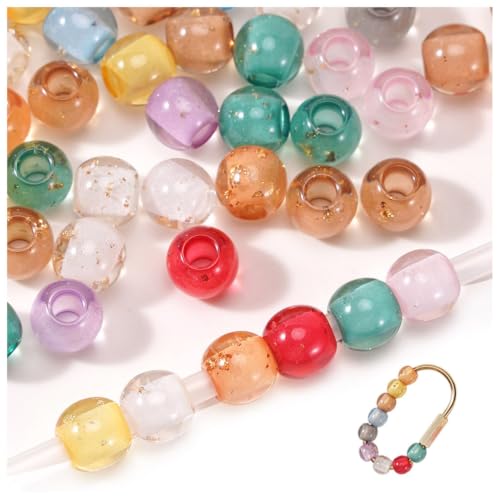 Aoxsie 100pcs 10mm Large Hole Beads Resin for Carabiner Bag Charm Keychain