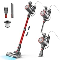 YISORA Aspirapolvere con Filo, Scopa Elettrica con filo 6 in 1 Aspirapolvere e Aspira Briciole, 23kPa 600 W, Lunghezza Cavo 6m, Senza sacco, per Pavimenti duri, tappeti, peli di Animali Domestici (I8