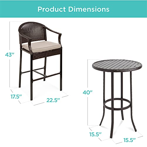 Best Choice Products SKY6379 3-Piece Patio Bar Table Set, Outdoor Wicker Bar Height Bistro Furniture thumb #6