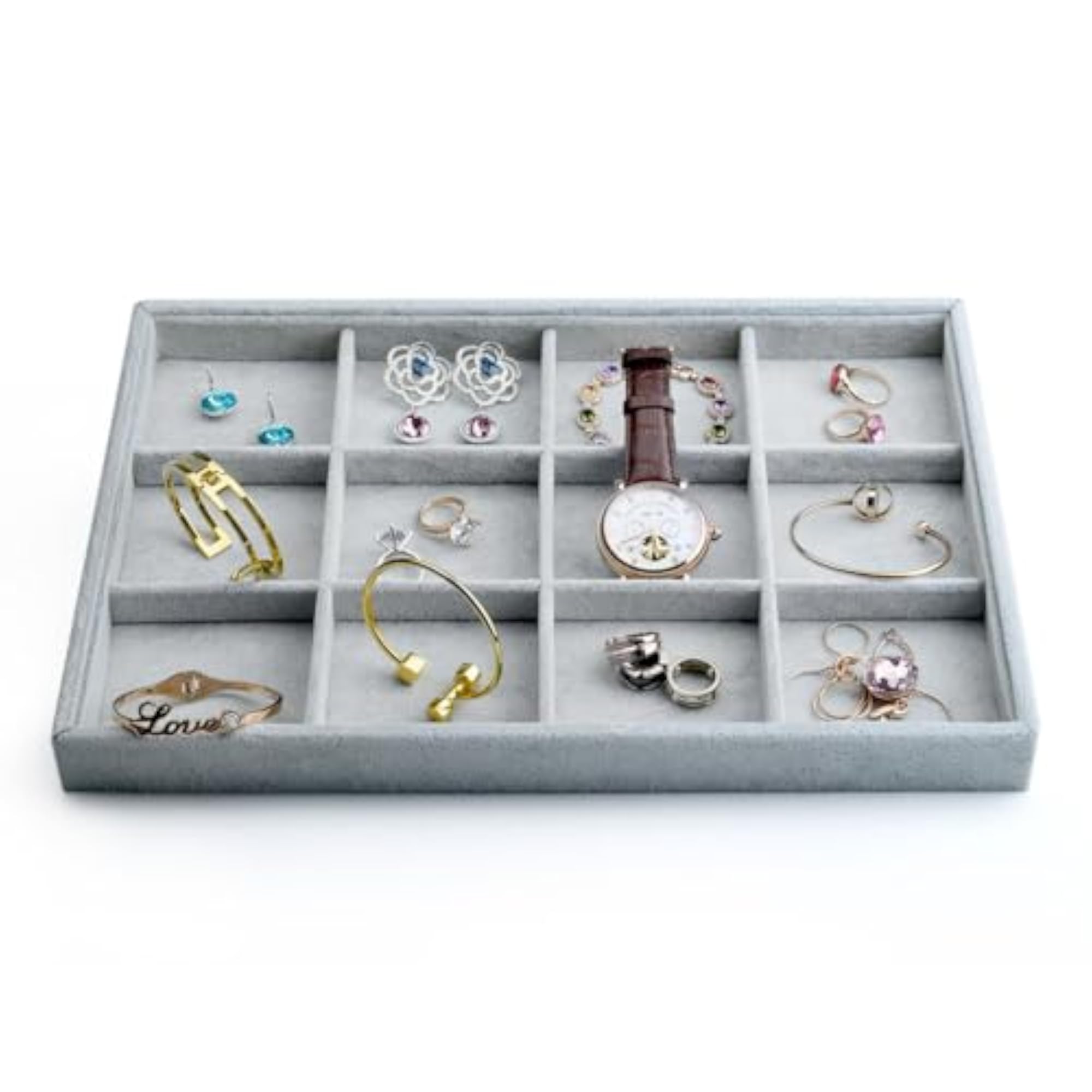 Velvet Stackable Jewellery Display Trays, 12 Grids