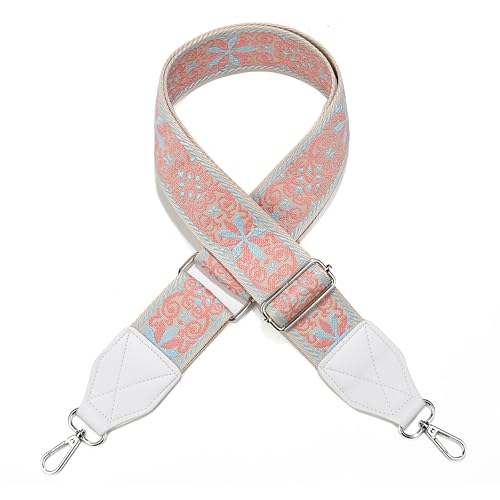 Image of LEMEDE Purse Strap,2 inch Leather End Shoulder Strap Adjustable Replacement,Retro Jacquard Multi-pattern Crossbody Bag Straps