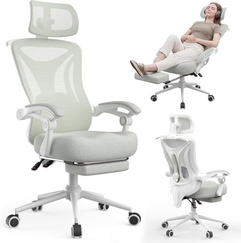 Image of CYKOV Ergonomic Office Chair with Footrest - Adjustable Lumbar Support & Headrest, 90-135 Reclining Mesh Back Computer Chair - Home Office /Gaming, 350lbs Capacity