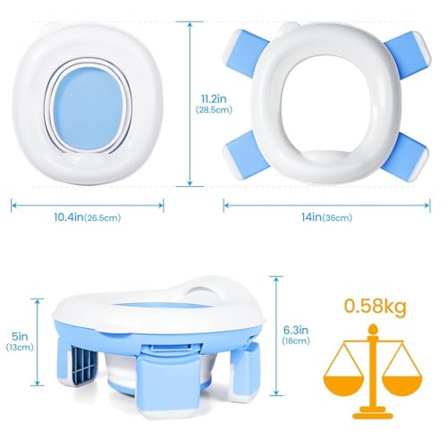 Image of Zollyss Potty Training Seat for Boys And Girls, Fits Round & Oval Toilets, Non-Slip with Splash Guard, Includes Free Storage Hook (Blue Foldable)