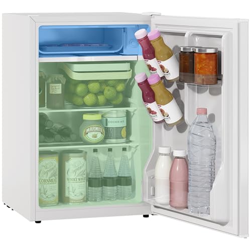 HOMCOM Mini Fridge with Freezer 2.5 Cu.Ft Adjustable Thermostat White