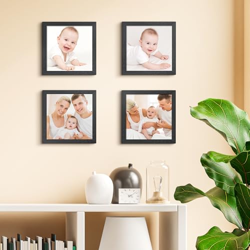 Image of upsimples 8x8 Picture Frames, Wall Gallery Square Frames with Engineered Wood, Black 1 Pack