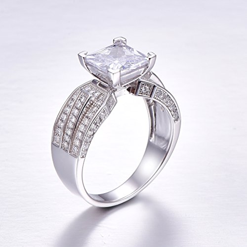 Elegant Wedding Rings for Women Sterling Silver Princess Cut Cubic Zirconia Ring3