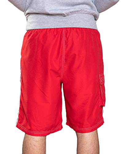 LIFEGUARD Officially Licensed Red Men's Board Shorts Swim Trunks with Side Pocket, Men and Boys, Great for Beach & Pool3