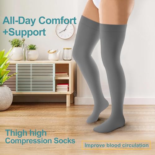 Image of Bluemaple Thigh High Compression Socks for Women and Men Circulation(3 Pairs) Over the Knee-Best Support for Running,Travel