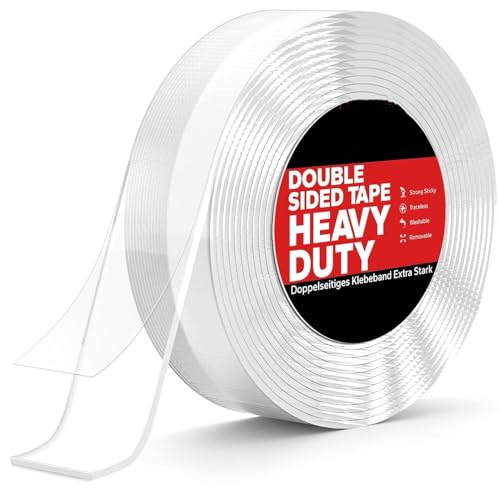 McMola Double Sided Tape Heavy Duty Strong Nano Mounting Tape Extra Large Sumo Strip Tape Heavy Duty Transparent Reusable Nano Adhesive Tape for Walls Decor Picture Hanging Carpet Tape 3M*3CM*2MM