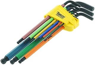 9 Piece SabreCut SCHEX009B Soft Grip Black Oxide Extra Long Hex, Hex Diamond (Hex Plus) Metric Allen Key Set with Colour Coding - 1.5mm - 10mm
