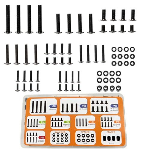 Universal TV Mount Screw Kit for VESA Mounting - M4 M5 M6 M8 Screws & Washers Complete Hardware Kit Fits Most TVs/Monitors Up to 80 Inches