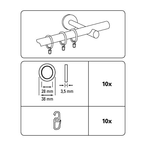 Gardinia Anelli per Tende, Nero Opaco, 28/38 mm