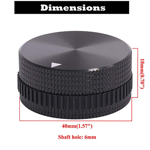 Samidea Aluminum Alloy Potentiometer Control Knob Volume Audio Electric Guitar Bass Screw Type,6 Mm Dia Hole,40X18Mm,Black #TOP4