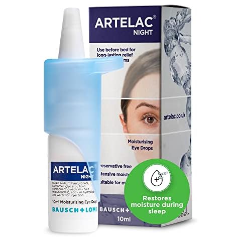 Artelac Night Eye Drops, Symptom Relief for Tired, Dry, Stressed, Gritty, Burning and Tearing Eyes, Preservative Free and Restores Moisture During Sleep, 10ml Cover
