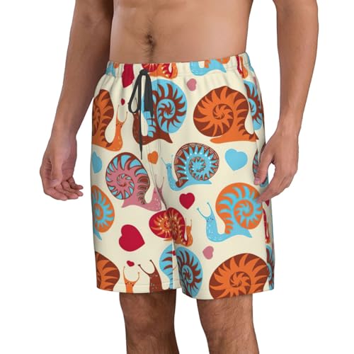 Cute Snail Print Men's Swim Trunks Quick Dry Beach Shorts with Pockets Lining Swimwear Bathing Shorts2