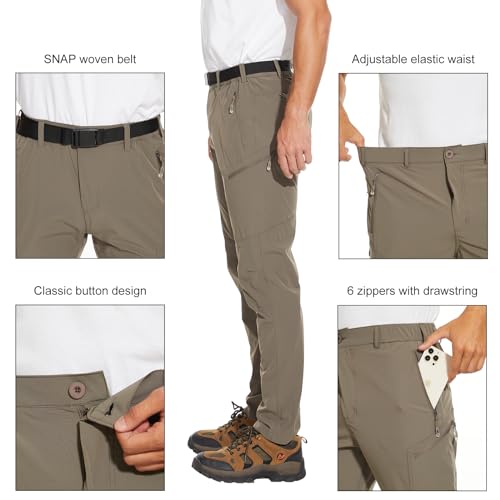 Arunlluta Calças de caminhada masculinas, para caminhada, viagem, resistente à água, calças de traba