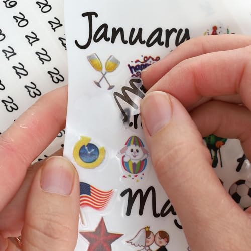 Paper Accents Calendar Sticker Month & Number, Medium, Color, Planner Essentials Monthly Planner Stickers, Calendar Stickers Include Months, Numbers and Holiday Celebrations in Color. - Thumbnail 3