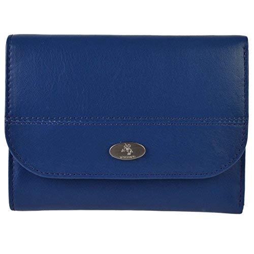 Porte-Monnaie Visconti en Cuir Bleu avec Rabat pour Femme Enya