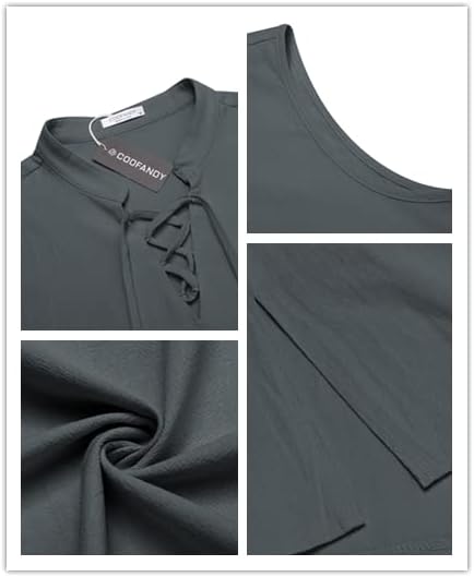 Miniatura 5 de COOFANDY Camiseta sin mangas de algodón y lino para hombre, con cordones, estilo bohemio, hippie, renacentista, pirata, túnica medieval