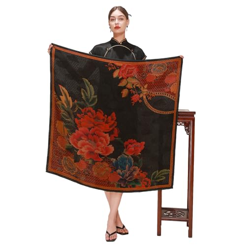 DANA XU Fragrant Cloud Yarn Silk Scarf 42 * 42 inches Large Square Lightweight Shawl & Wraps For Women