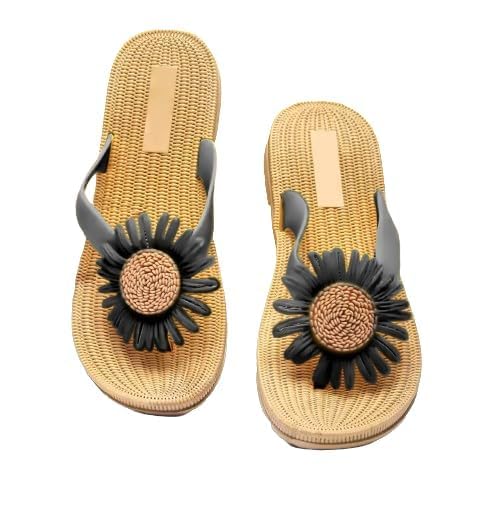 AQUASLIDES New Summer Relaxed Sunflower Sleepers for Women 01 (Black, 7) (B0D668HXTF) Amazon Price History, Amazon Price Tracker